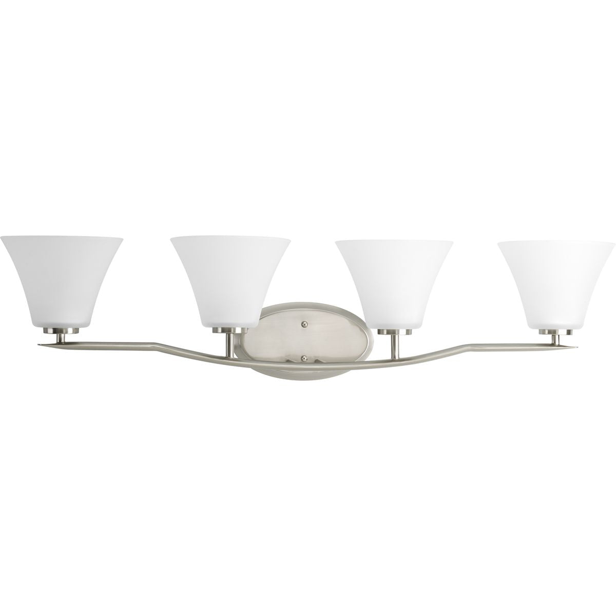 PROGRESS LIGHTING P2007-09 Brushed Nickel Bravo Collection Four-Light Brushed Nickel Etched Glass Modern Bath Vanity Light