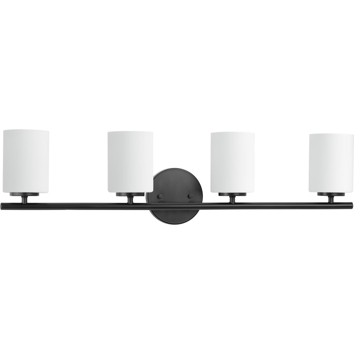 PROGRESS LIGHTING P2160-31 Textured Black Replay Collection Four-Light Textured Black Etched Glass Modern Bath Vanity Light