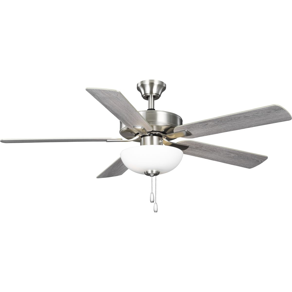 PROGRESS LIGHTING P250082-009-WB Brushed Nickel AirPro 52 in. Brushed Nickel 5-Blade AC Motor Transitional Ceiling Fan with Light