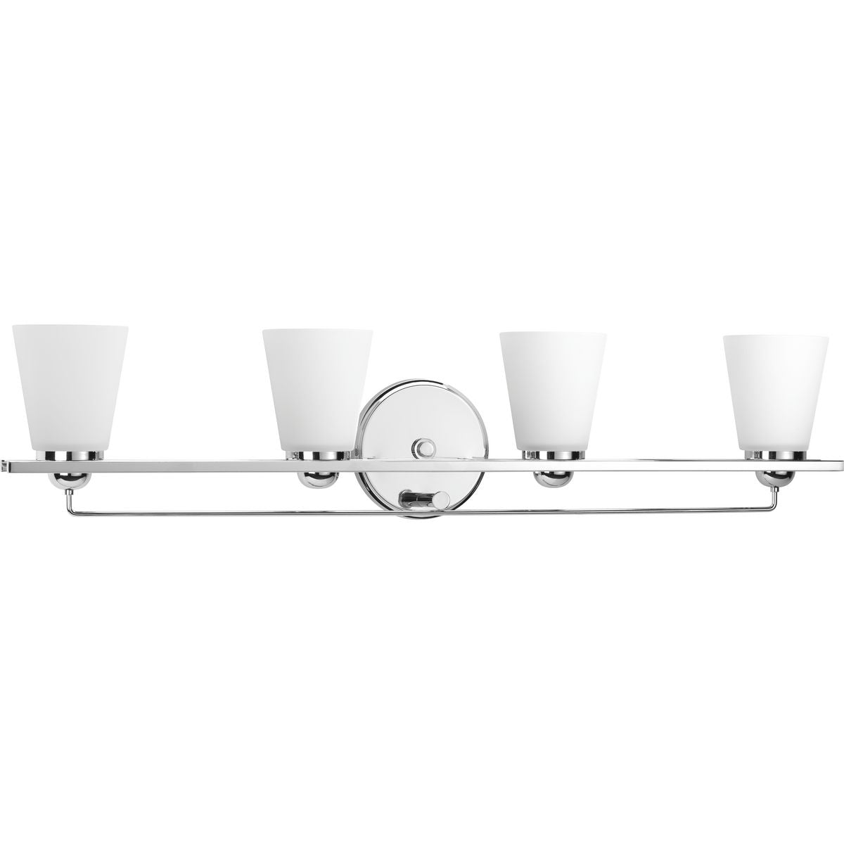 PROGRESS LIGHTING P300003-015 Polished Chrome Flight Collection Four-Light Polished Chrome Etched Glass Coastal Bath Vanity Light