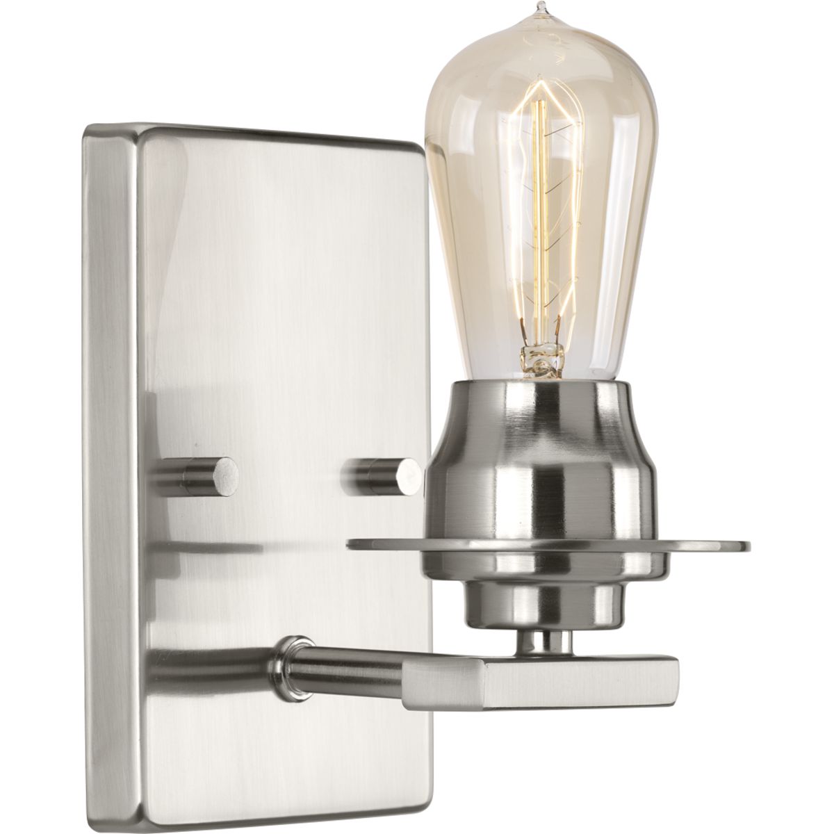 PROGRESS LIGHTING P300008-009 Brushed Nickel Debut Collection One-Light Brushed Nickel Farmhouse Bath Vanity Light