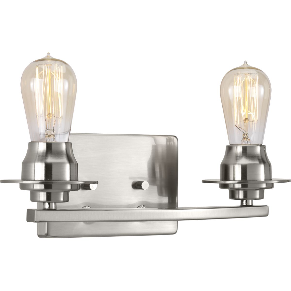 PROGRESS LIGHTING P300009-009 Brushed Nickel Debut Collection Two-Light Brushed Nickel Farmhouse Bath Vanity Light