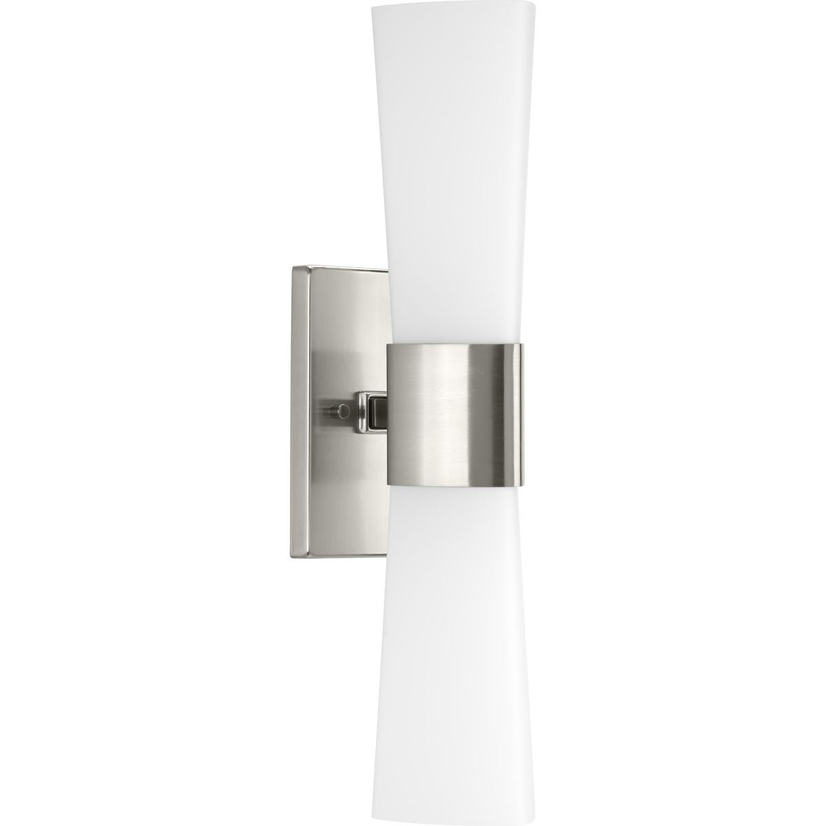 PROGRESS LIGHTING P300062-009 Brushed Nickel Zura Collection Two-Light Brushed Nickel Etched Opal Glass Modern Bath Vanity Light