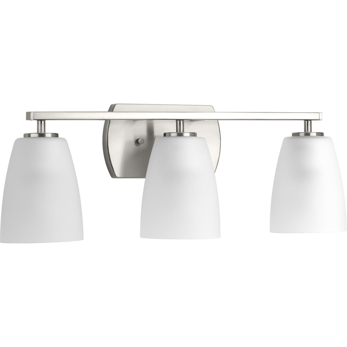 PROGRESS LIGHTING P300133-009 Brushed Nickel Leap Collection Three-Light Brushed Nickel Etched Glass Modern Bath Vanity Light