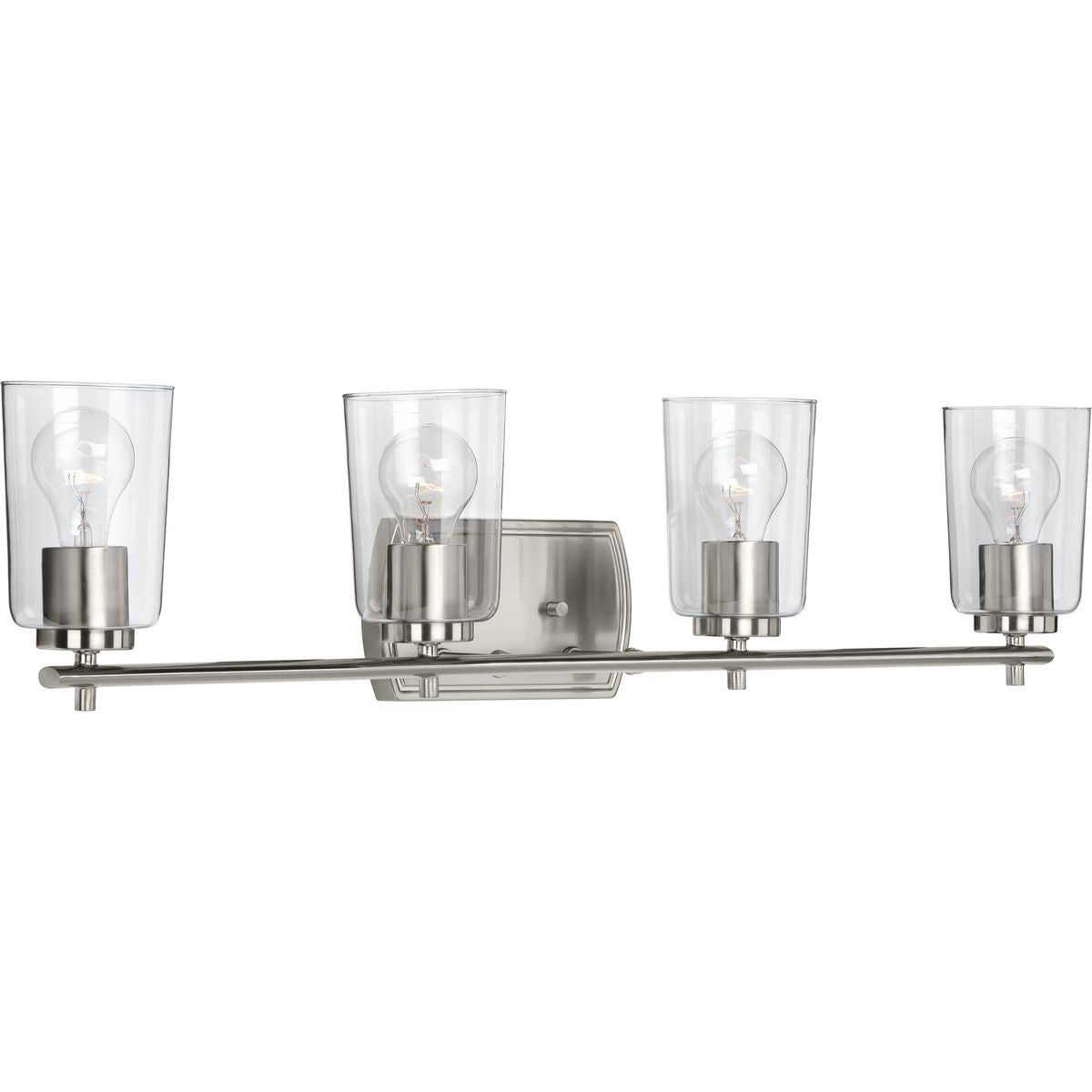 PROGRESS LIGHTING P300157-009 Brushed Nickel Adley Collection Four-Light Brushed Nickel Clear Glass New Traditional Bath Vanity Light