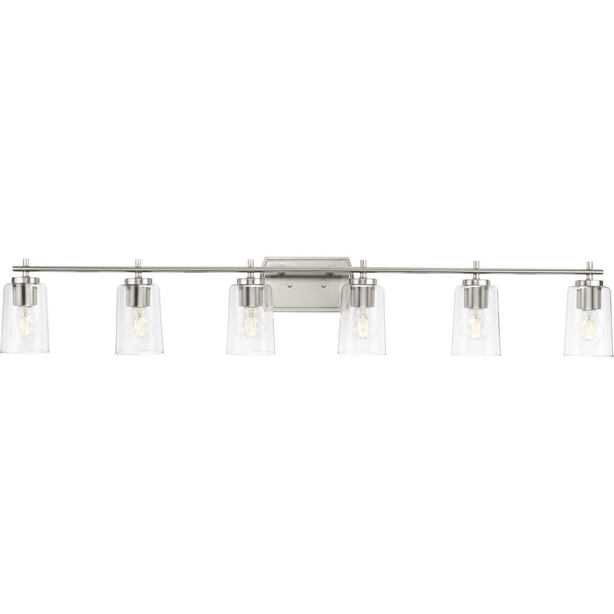 PROGRESS LIGHTING P300372-009 Brushed Nickel Adley Collection Six-Light New Traditional Brushed Nickel Clear Glass Bath Vanity Light