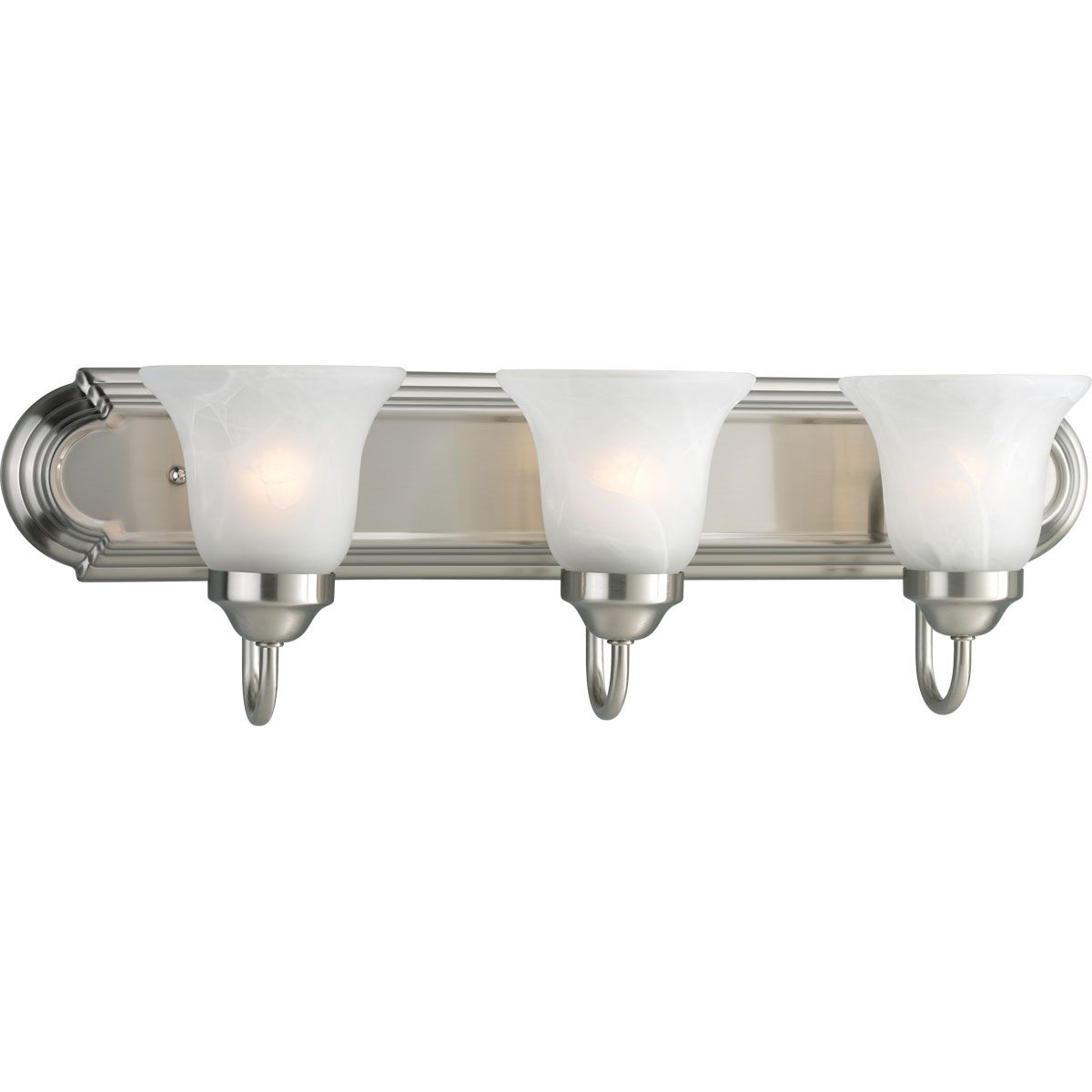 PROGRESS LIGHTING P3053-09 Brushed Nickel Three-Light Brushed Nickel Alabaster Glass Traditional Bath Vanity Light
