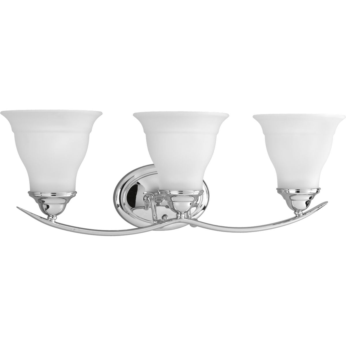 PROGRESS LIGHTING P3192-15 Polished Chrome Trinity Collection Three-Light Polished Chrome Etched Glass Traditional Bath Vanity Light