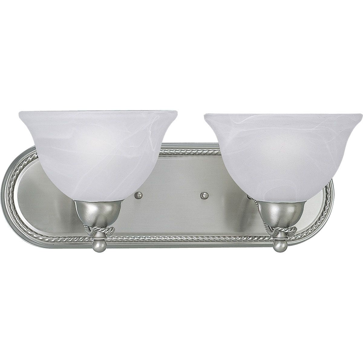 PROGRESS LIGHTING P3267-09 Brushed Nickel Avalon Collection Two-Light Brushed Nickel Alabaster Glass Traditional Bath Vanity Light