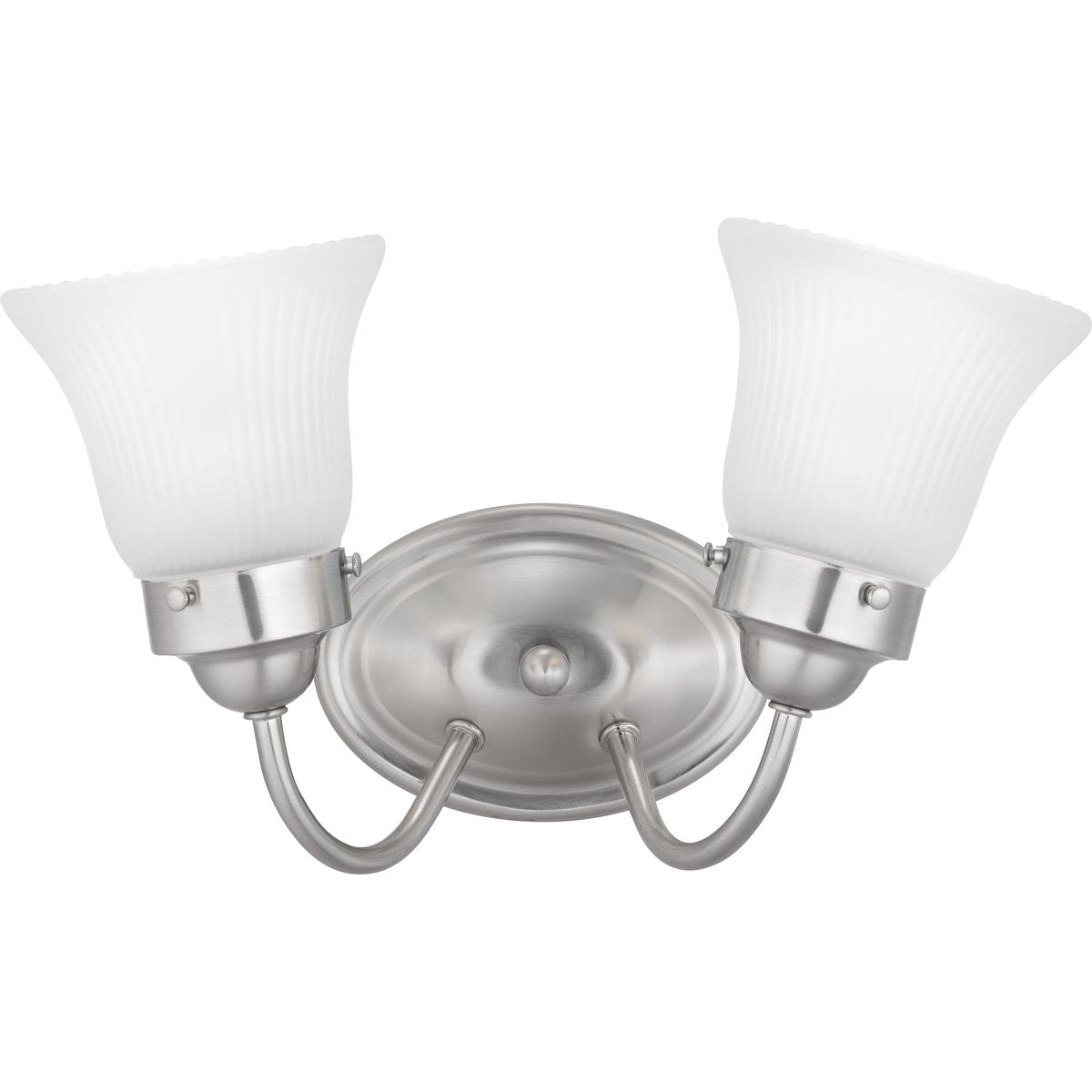 PROGRESS LIGHTING P3288-09ET Brushed Nickel Fluted Glass Collection Two-Light Bath & Vanity