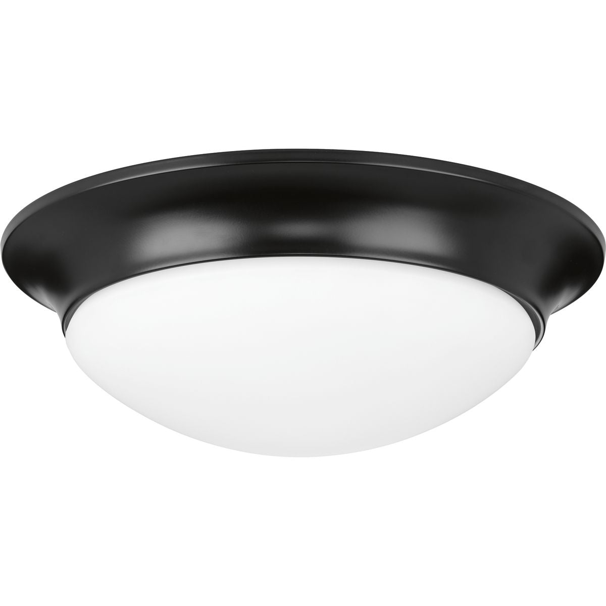 PROGRESS LIGHTING P350147-031 Matte Black Two-Light 14" Etched Glass Flush Mount