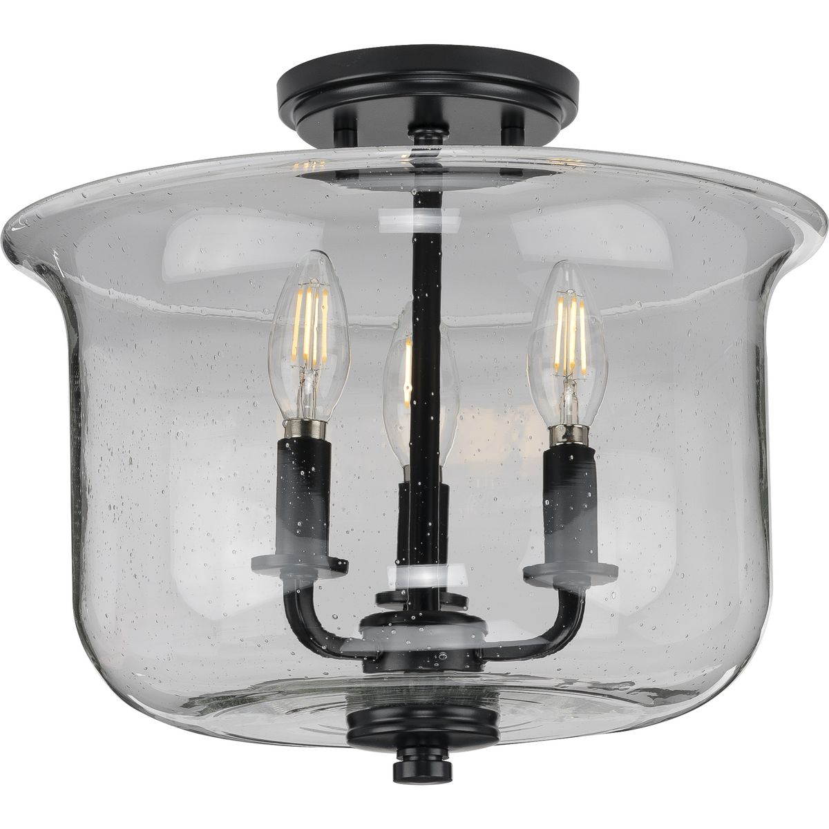 PROGRESS LIGHTING P350153-031 Matte Black Winslett Collection Black Three-Light Semi-Flush Convertible