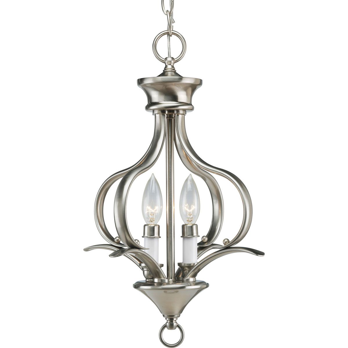 PROGRESS LIGHTING P3806-09 Brushed Nickel Trinity Collection Two-Light Foyer Pendant