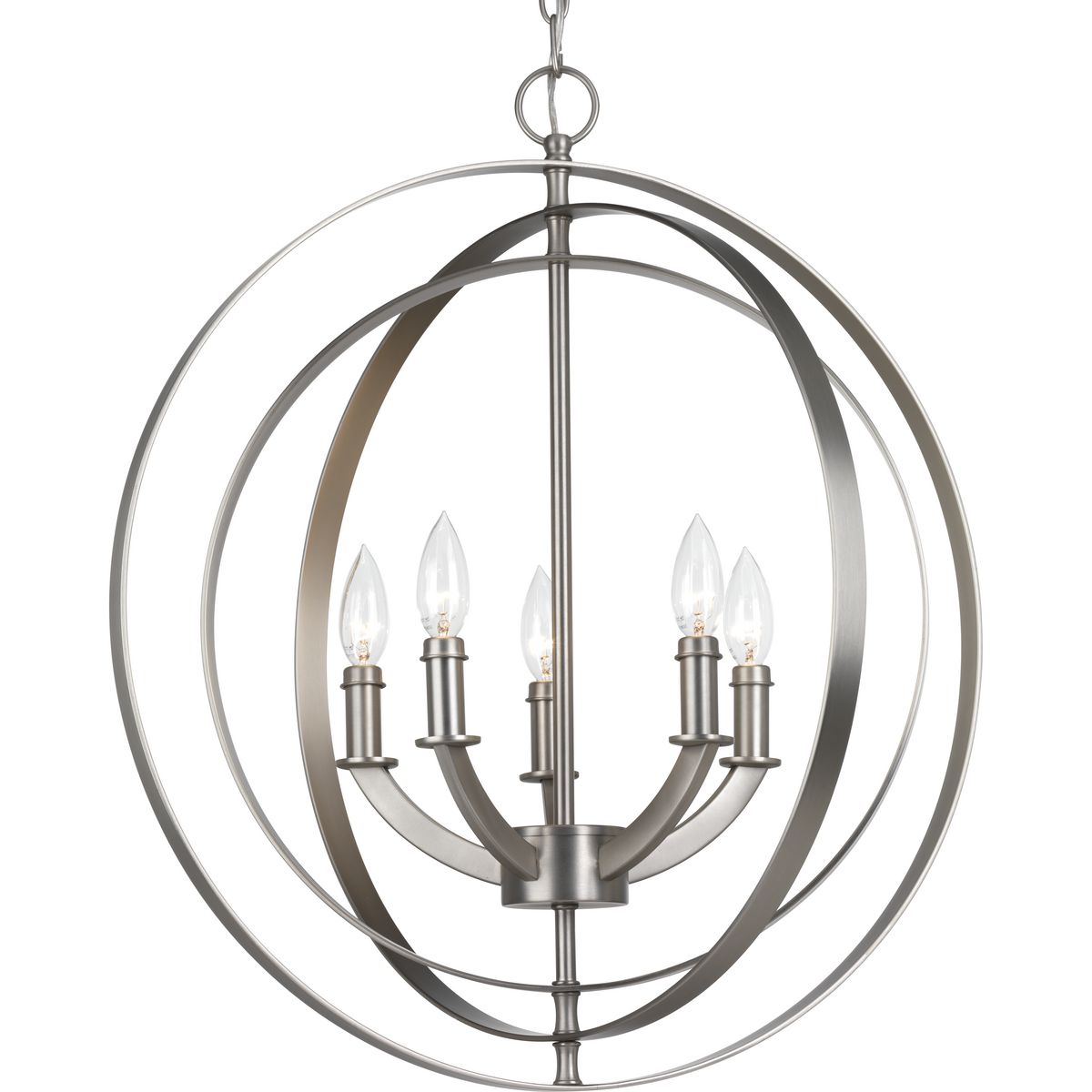 PROGRESS LIGHTING P3841-126 Burnished Silver Equinox Collection Five-Light Burnished Silver New Traditional Sphere Pendant Light