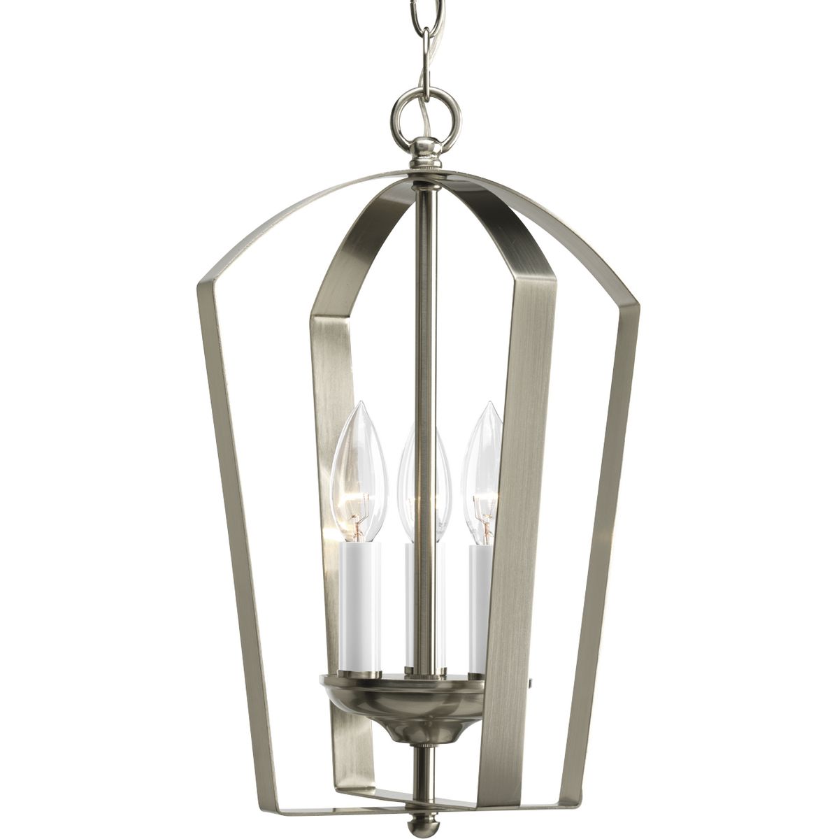 PROGRESS LIGHTING P3928-09 Brushed Nickel Gather Collection Three-Light Foyer Pendant