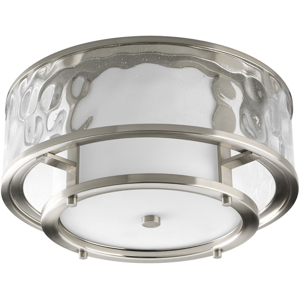 PROGRESS LIGHTING P3942-09 Brushed Nickel Bay Court Collection Two-Light 15" Flush Mount