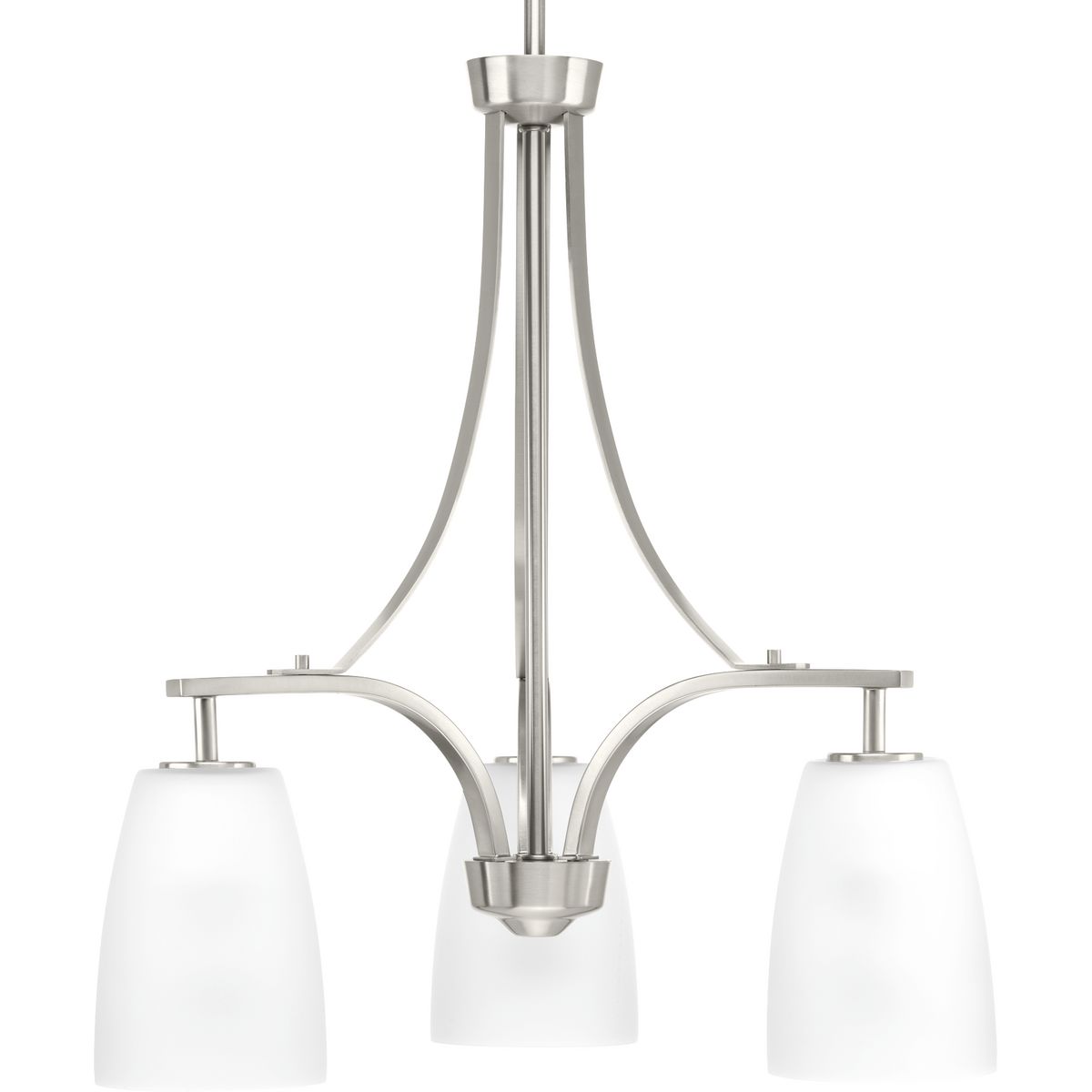 PROGRESS LIGHTING P400042-009 Brushed Nickel Leap Collection Three-Light Brushed Nickel Etched Glass Modern Chandelier Light