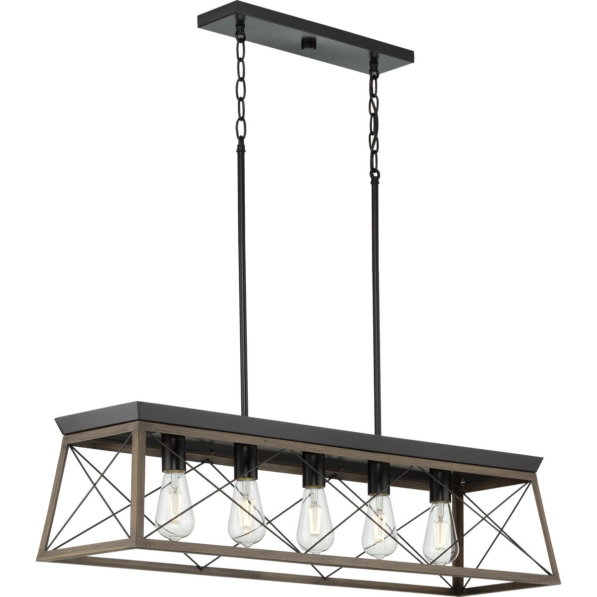 PROGRESS LIGHTING P400048-020 Antique Bronze Briarwood Collection Five-Light Linear Chandelier