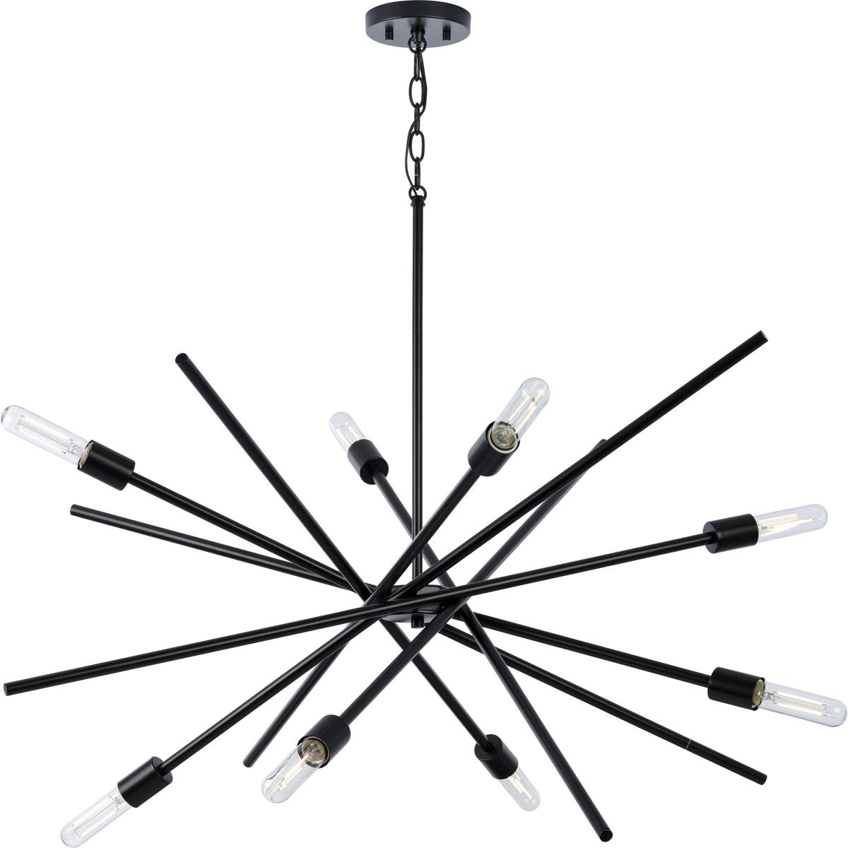 PROGRESS LIGHTING P400109-31M Matte Black Astra Collection Eight-Light 42" Matte Black Modern Chandelier