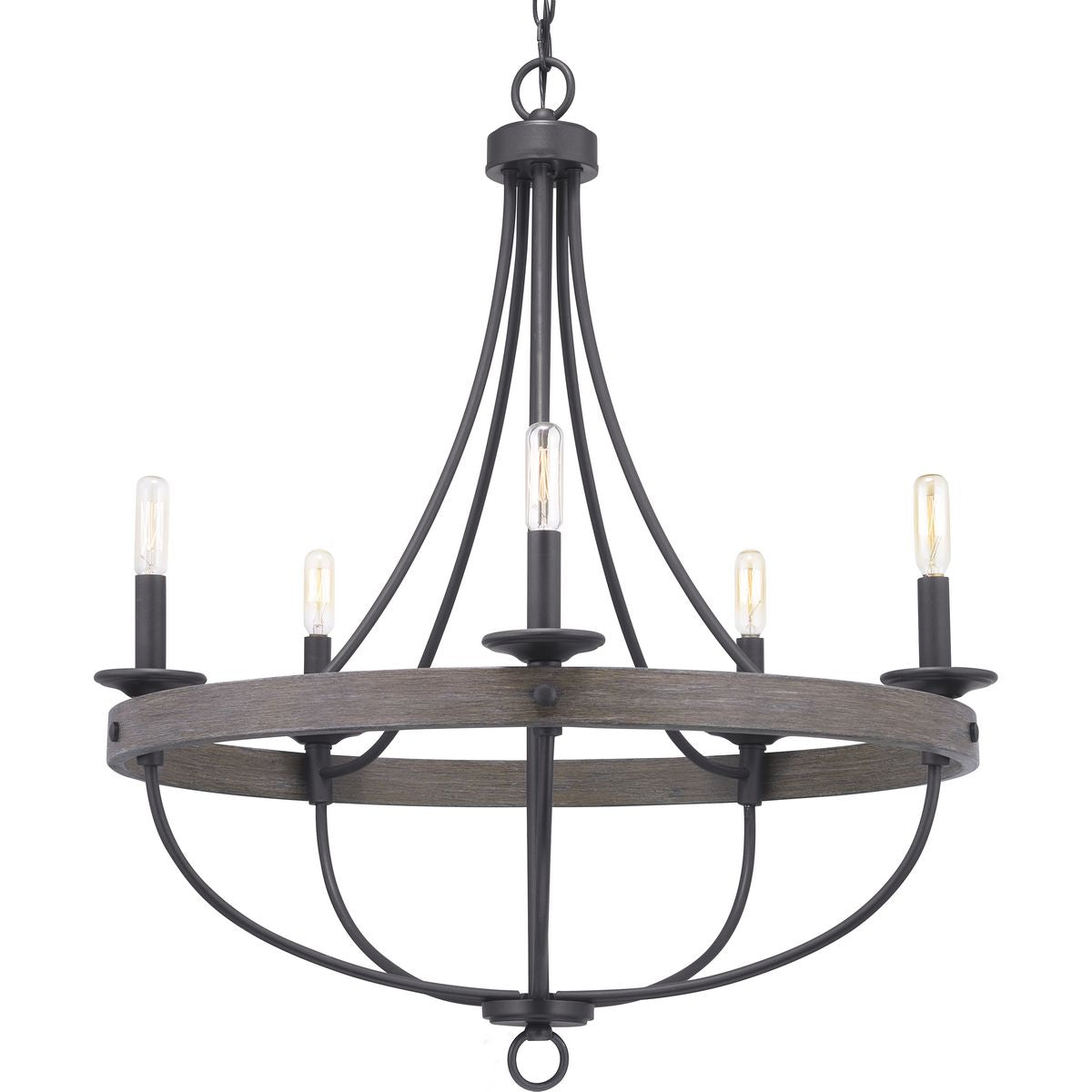 PROGRESS LIGHTING P400158-143 Graphite Gulliver Collection Five-Light Graphite Coastal Chandelier Light
