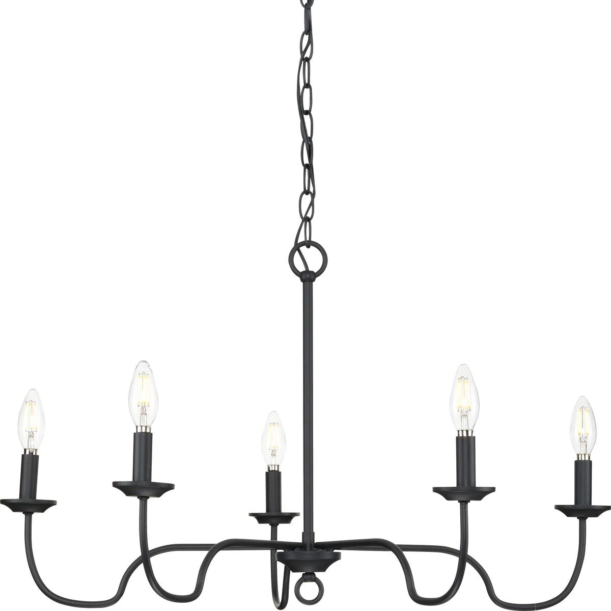 PROGRESS LIGHTING P400291-31M Matte Black Canebrake Collection Five-Light Matte Black Farmhouse Chandelier Light