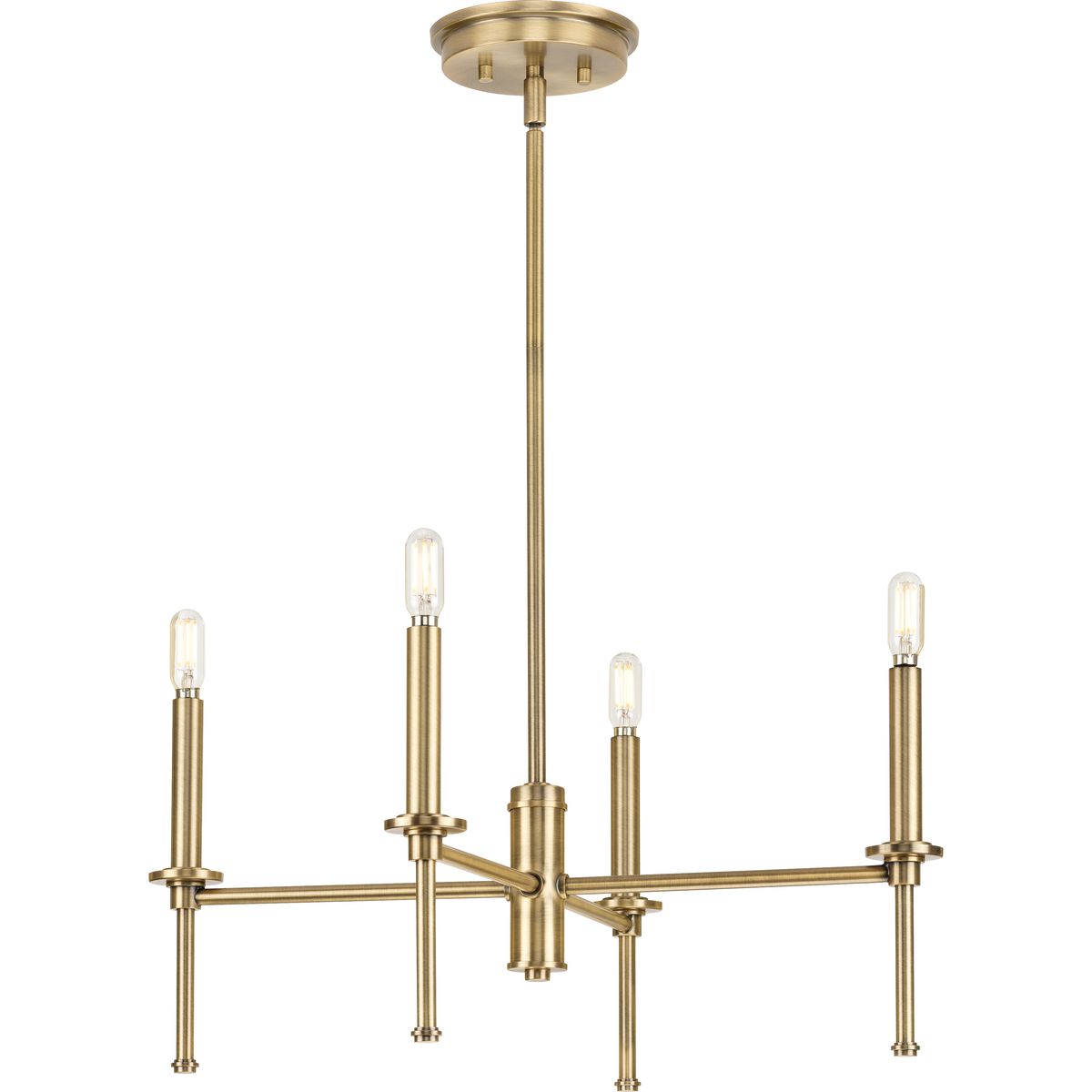 PROGRESS LIGHTING P400293-163 Vintage Brass Elara Collection Four-Light New Traditional Vintage Brass Chandelier Light