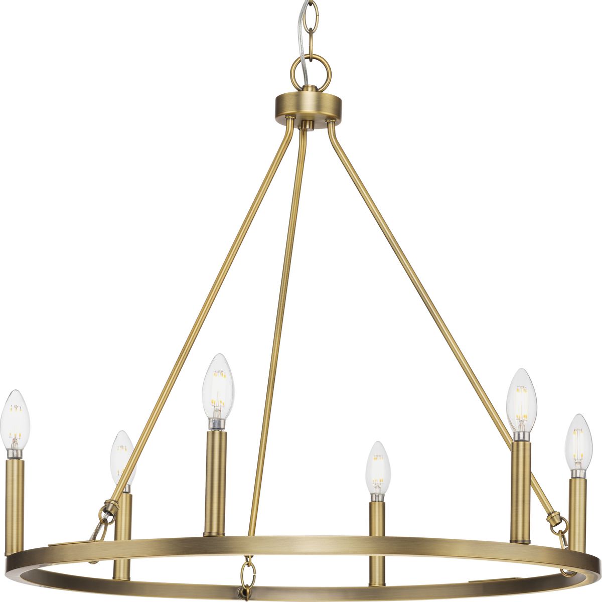 PROGRESS LIGHTING P400313-163 Vintage Brass Gilliam Collection Six-Light Vintage Brass New Traditional Chandelier