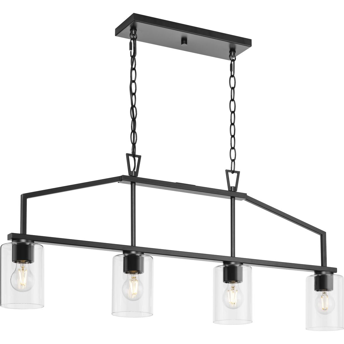 PROGRESS LIGHTING P400317-31M Matte Black Goodwin Collection Four-Light Matte Black Modern Farmhouse Island Light