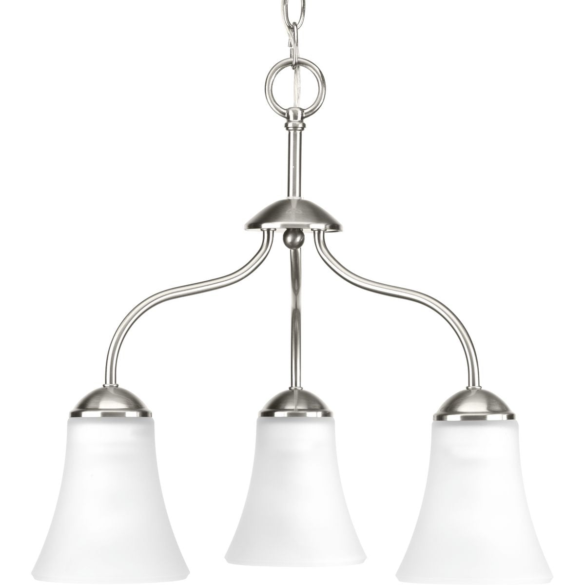 PROGRESS LIGHTING P4762-09 Brushed Nickel Classic Collection Three-Light Brushed Nickel Etched Glass Traditional Chandelier Light