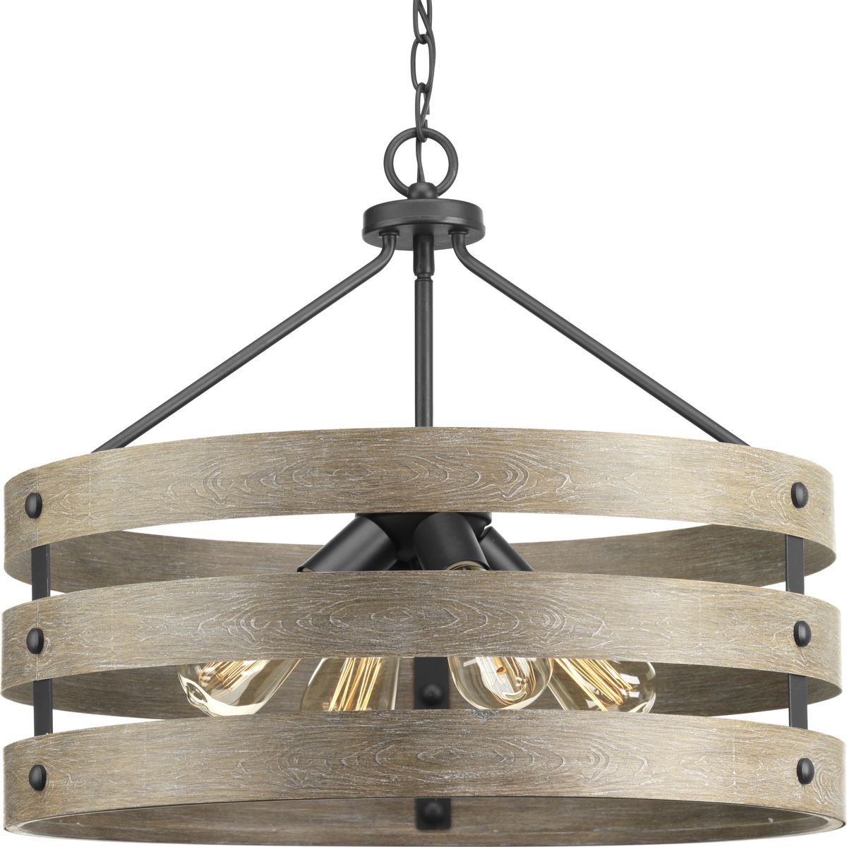 PROGRESS LIGHTING P500023-143 Graphite Gulliver Collection Four-Light Graphite Coastal Pendant Light