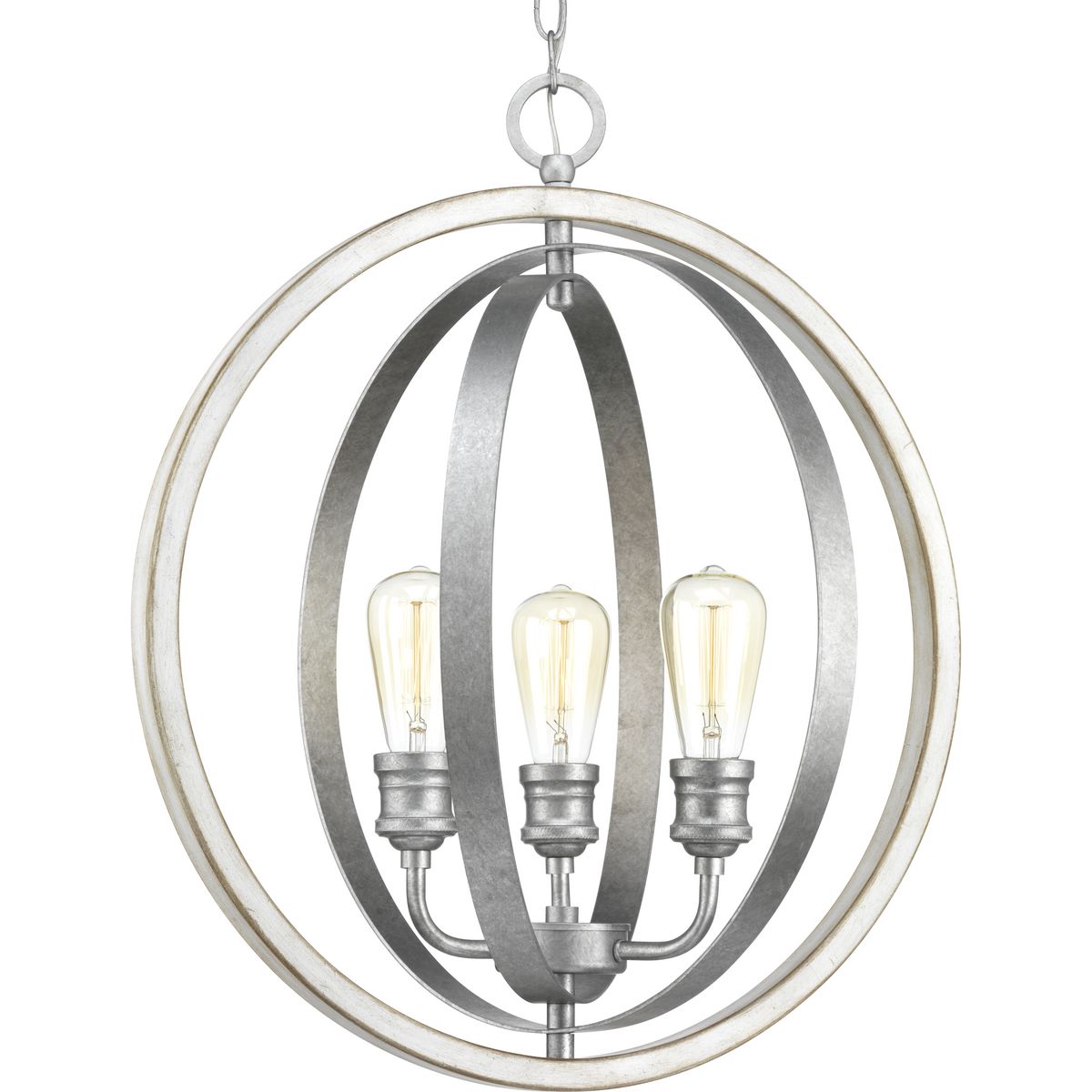 PROGRESS LIGHTING P500093-141 Galvanized Finish Conestee Collection Three-Light Galvanized Finish Farmhouse Pendant Light