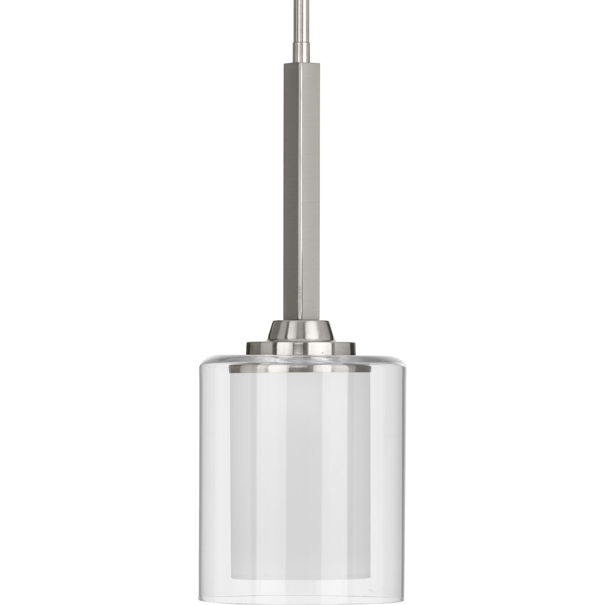 PROGRESS LIGHTING P500103-009 Brushed Nickel Kene Collection One-Light Brushed Nickel Clear Glass Craftsman Pendant Light