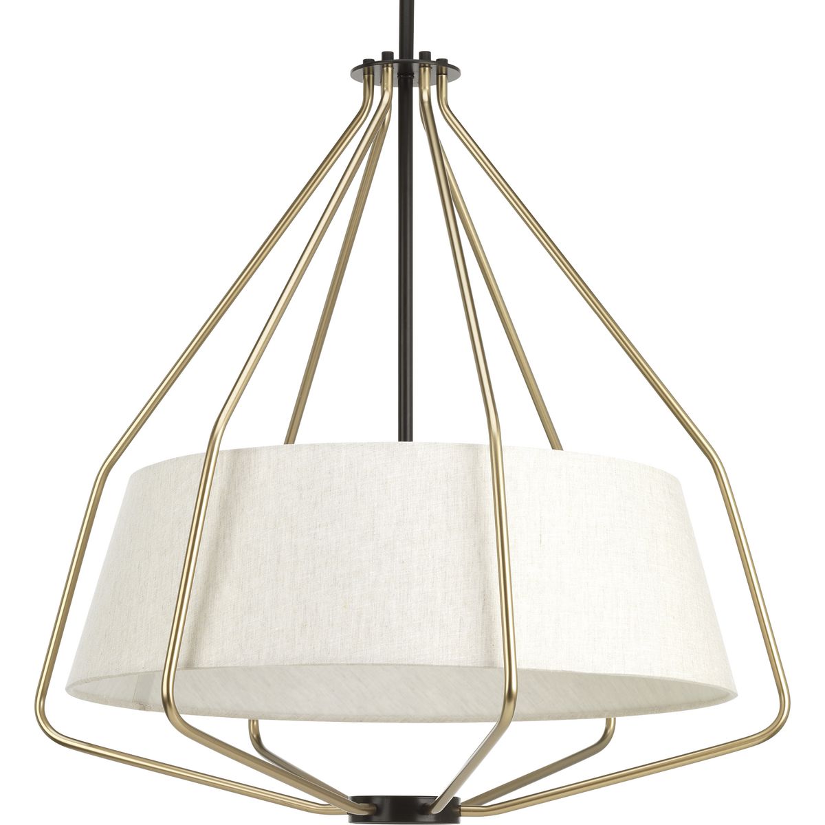 PROGRESS LIGHTING P500117-020 Antique Bronze Hangar Collection Three-Light Antique Bronze Mid-Century Pendant Light