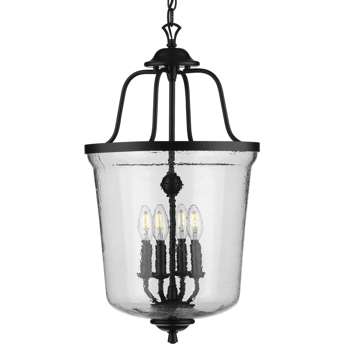 PROGRESS LIGHTING P500207-031 Matte Black Bowman Collection Four-Light Black Foyer Pendant