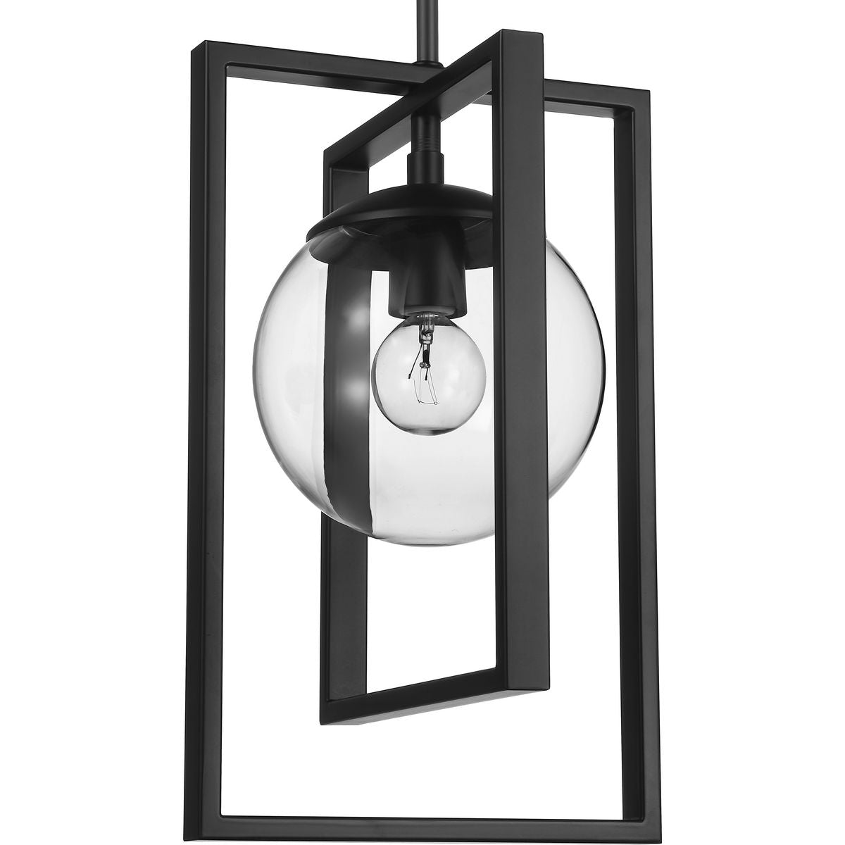 PROGRESS LIGHTING P500283-031 Matte Black Atwell Collection One-Light Matte Black Clear Glass Luxe Pendant Light