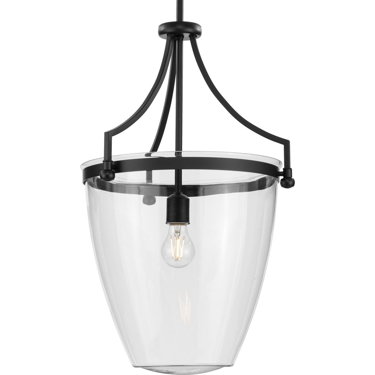 PROGRESS LIGHTING P500361-31M Matte Black Parkhurst Collection One-Light New Traditional Matte Black Clear Glass Pendant Light
