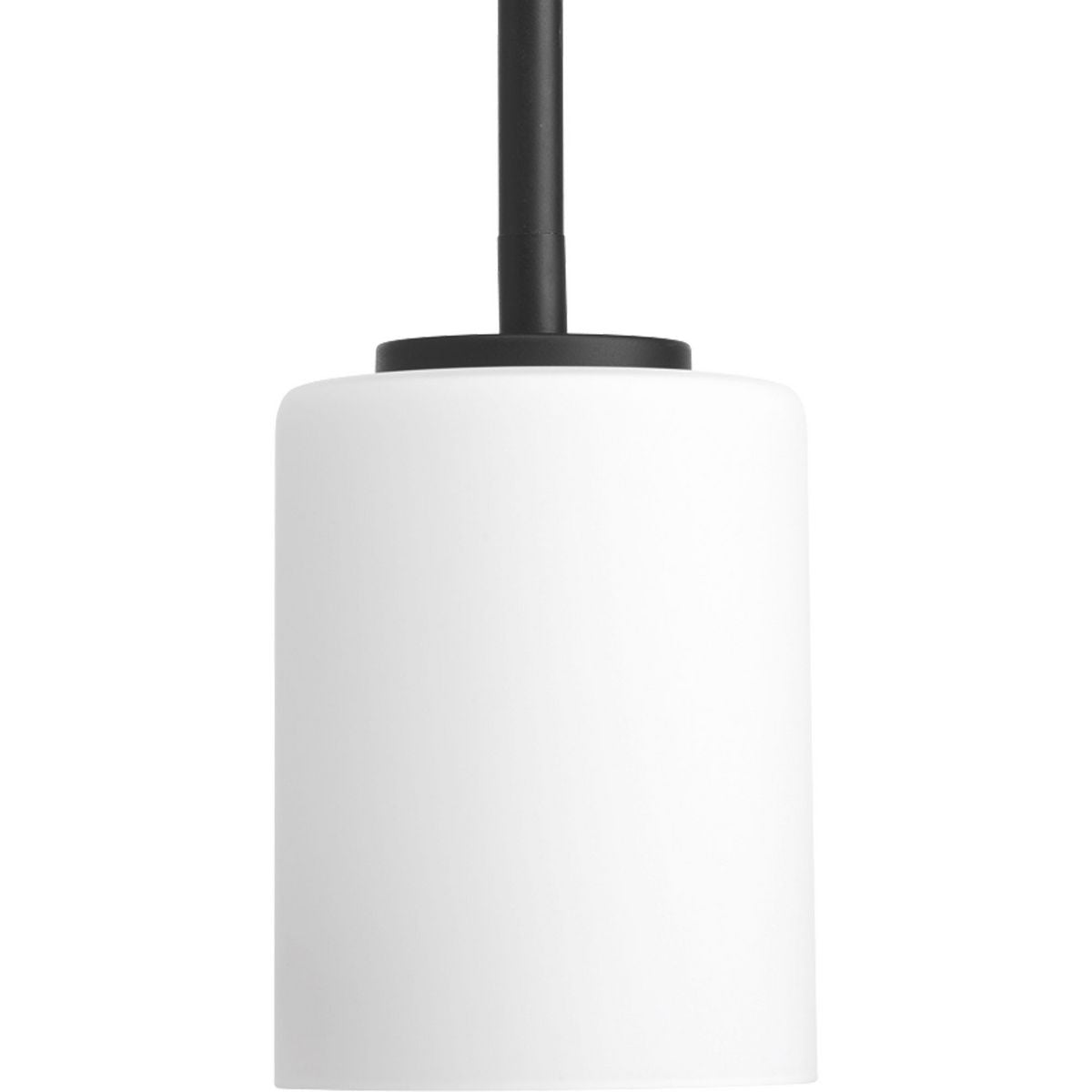 PROGRESS LIGHTING P5170-31 Textured Black Replay Collection One-Light Textured Black Etched White Glass Modern Mini-Pendant Light