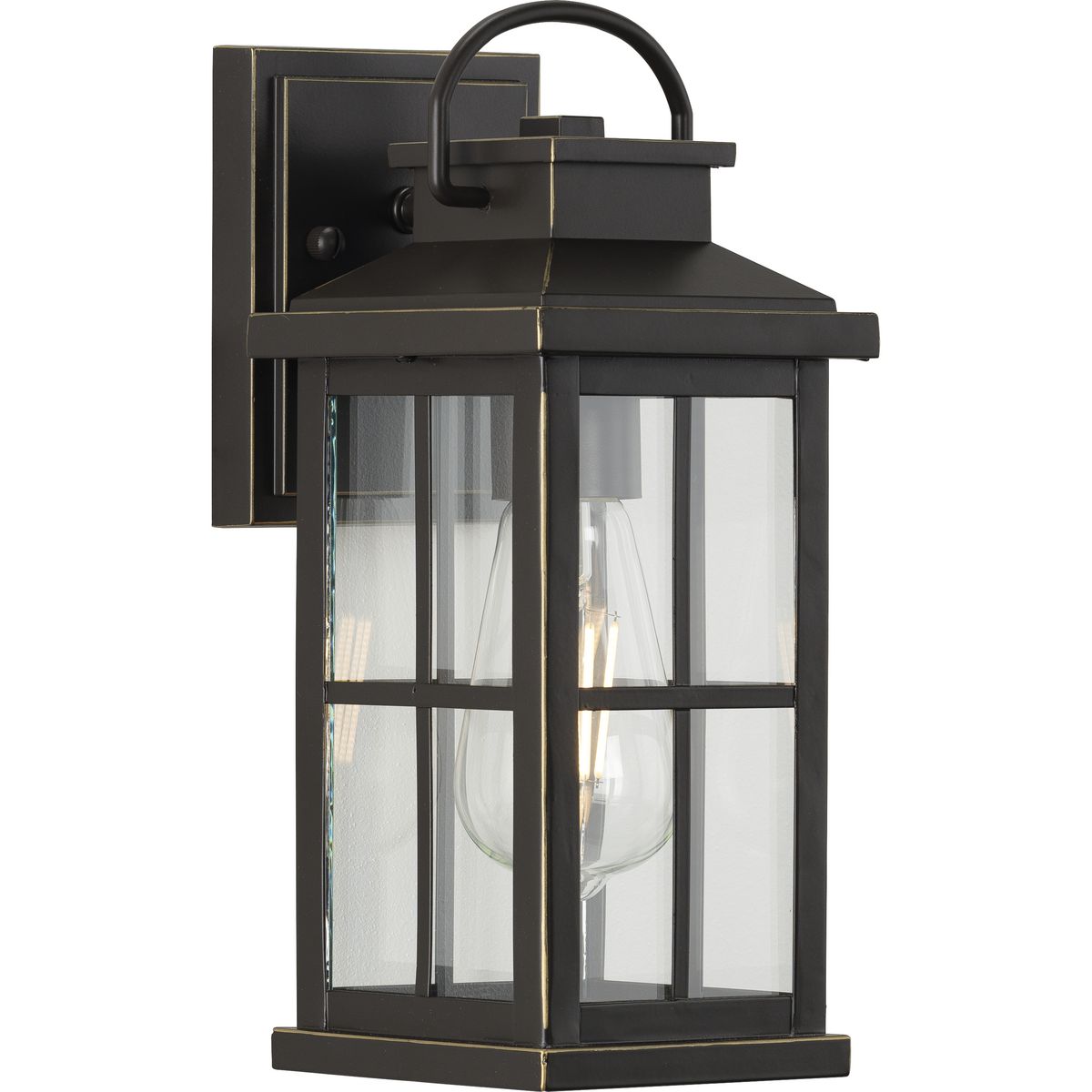 PROGRESS LIGHTING P560264-020 Antique Bronze Williamston Collection One-Light Antique Bronze and Clear Glass Transitional Style Small Outdoor Wall Lantern