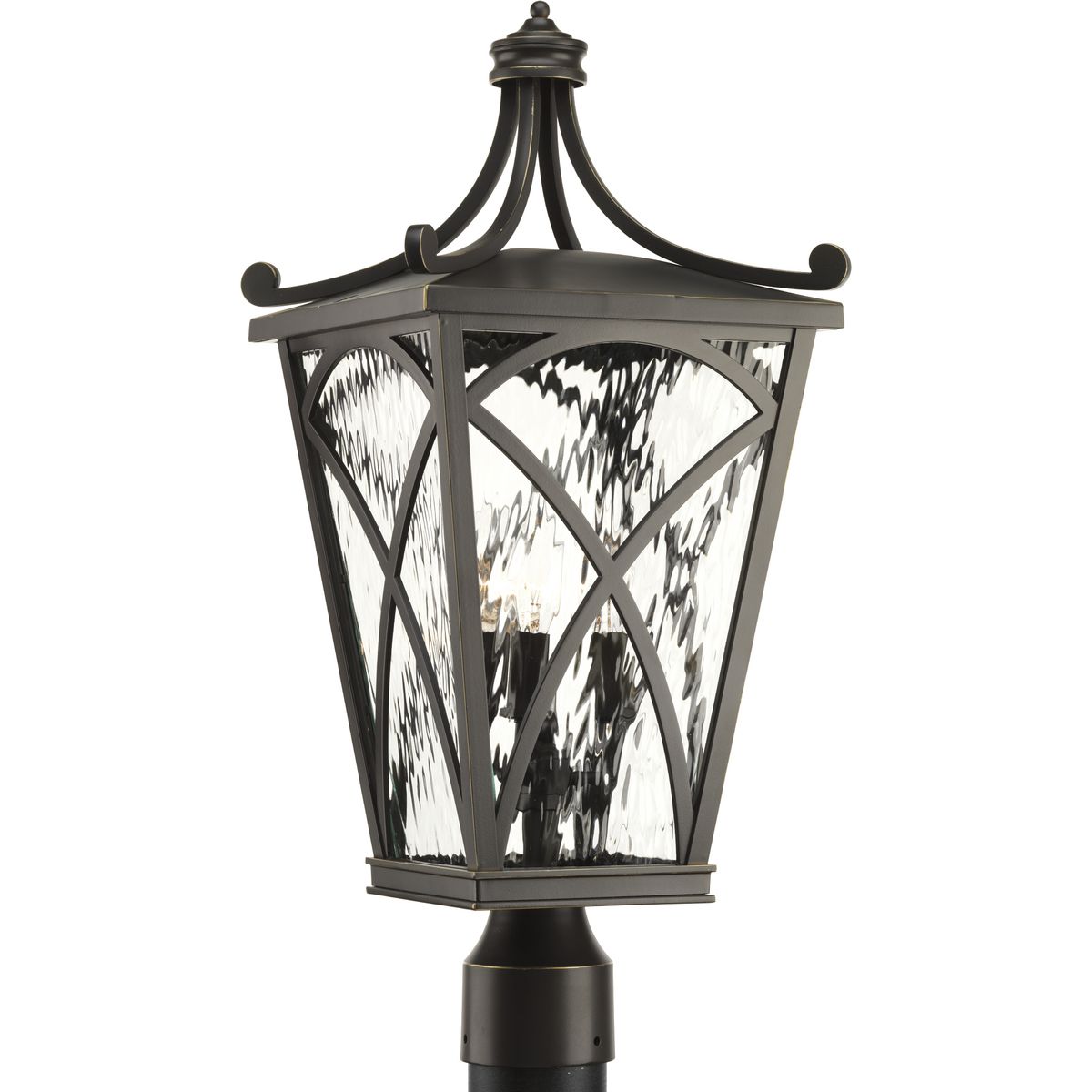 PROGRESS LIGHTING P6442-108 Oil Rubbed Bronze Cadence Collection Three-Light Post Lantern