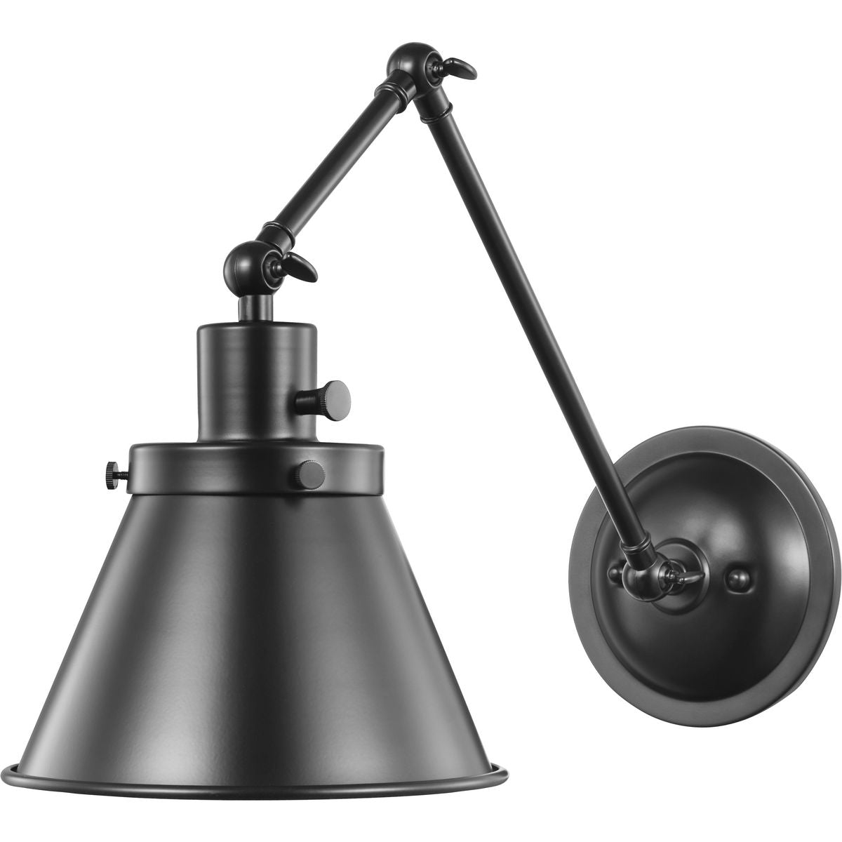 PROGRESS LIGHTING P710095-031 Matte Black Hinton Collection Black Swing Arm Wall Light
