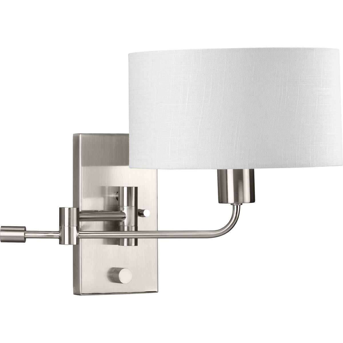 PROGRESS LIGHTING P710104-009 Brushed Nickel Carrick Collection One-Light Brushed Nickel Summer Linen Shade Transitional Wall Light