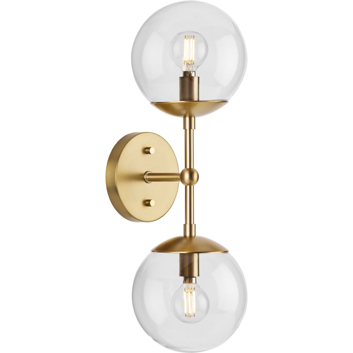 PROGRESS LIGHTING P710114-109 Brushed Bronze Atwell Collection Two-Light Brushed Bronze Mid-Century Modern Wall Sconce