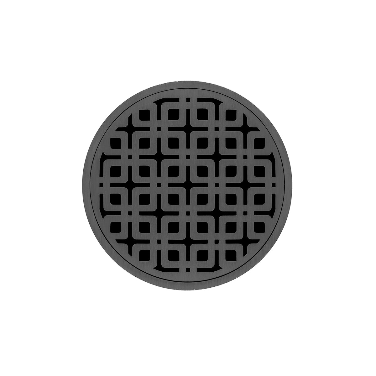 INFINITY DRAIN RKD 5-3A GM RKD 5 5" Round RKD 5 High Flow Complete Kit with Link Pattern Decorative Plate in Gunmetal with ABS Drain Body, 3" Outlet