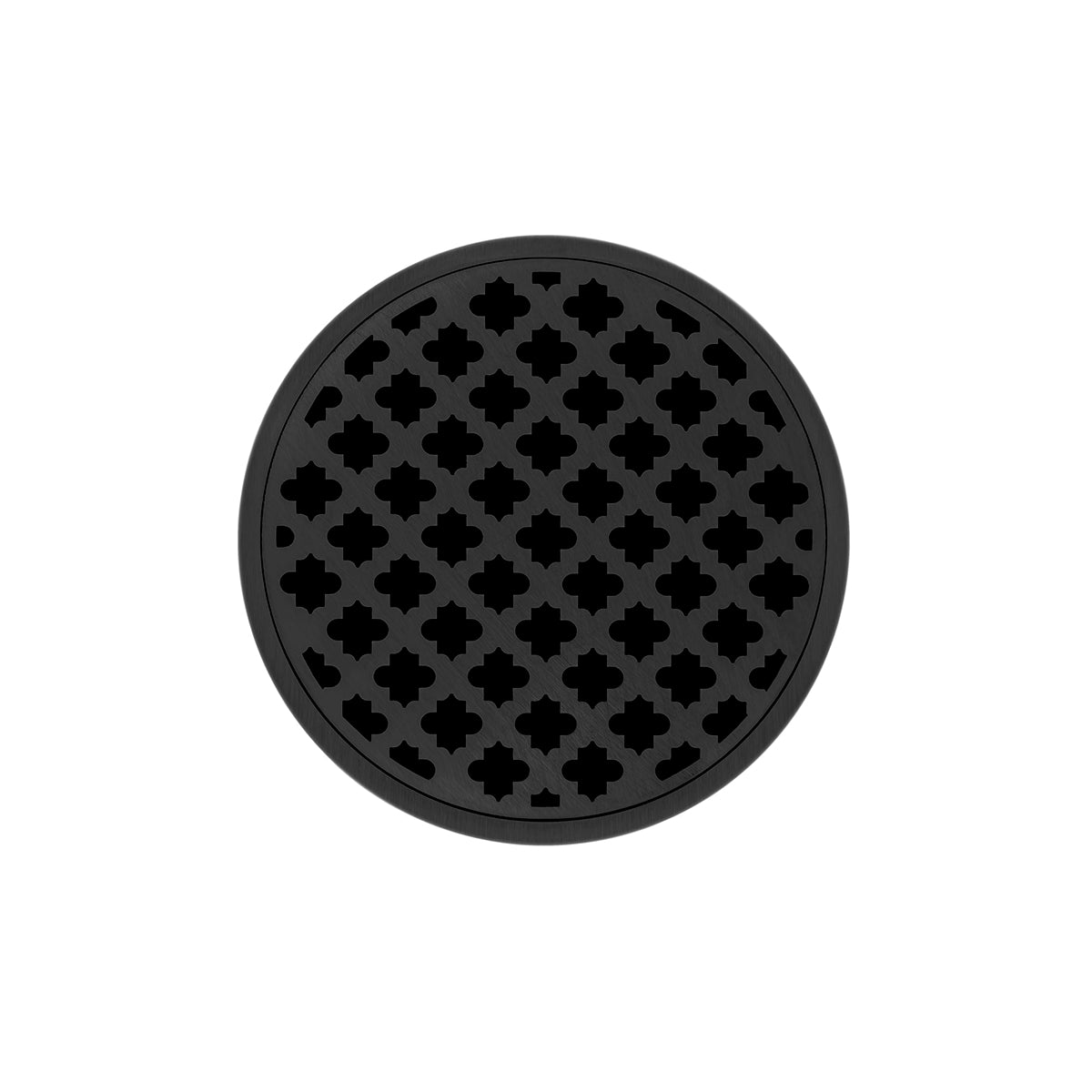 INFINITY DRAIN RMD 5-3A BK RMD 5 5" Round RMD 5 High Flow Complete Kit with Moor Pattern Decorative Plate in Matte Black with ABS Drain Body, 3" Outlet