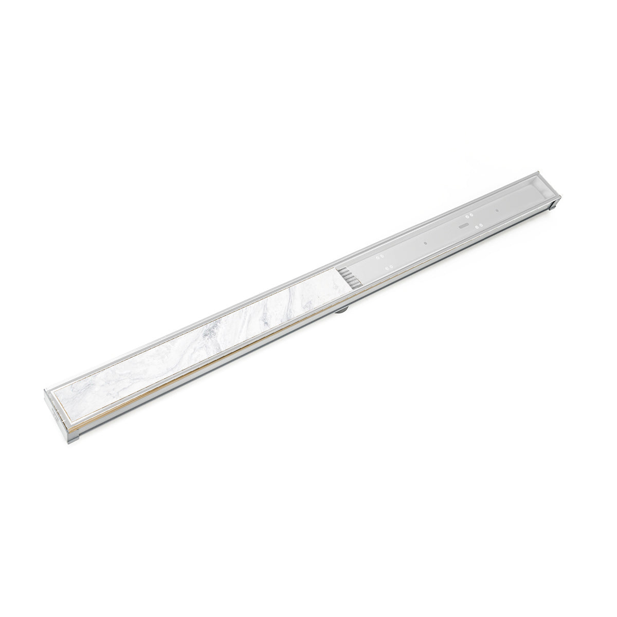 INFINITY DRAIN S-LTIF 6548 MW S-LTIF 65 48" S-PVC Series Low Profile Complete Kit with 2 1/2" Tile Insert Frame in Matte White