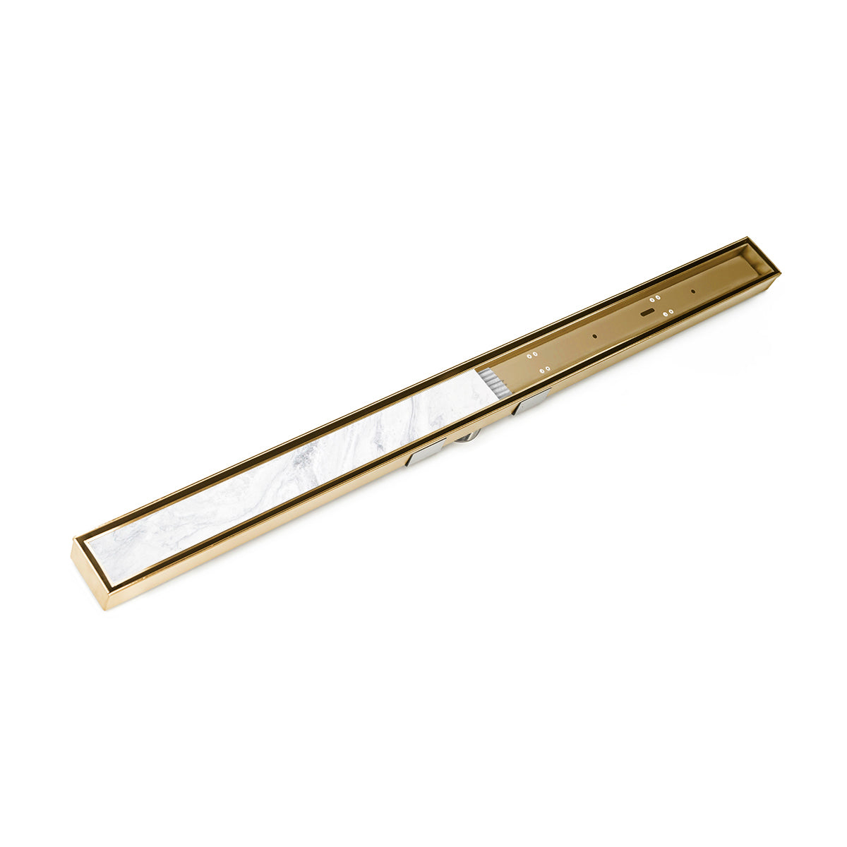 INFINITY DRAIN S-LTIFAS 6560 PB S-LTIFAS 65 60" S-Stainless Steel Series Complete Kit with Low Profile Tile Insert Frame in Polished Brass