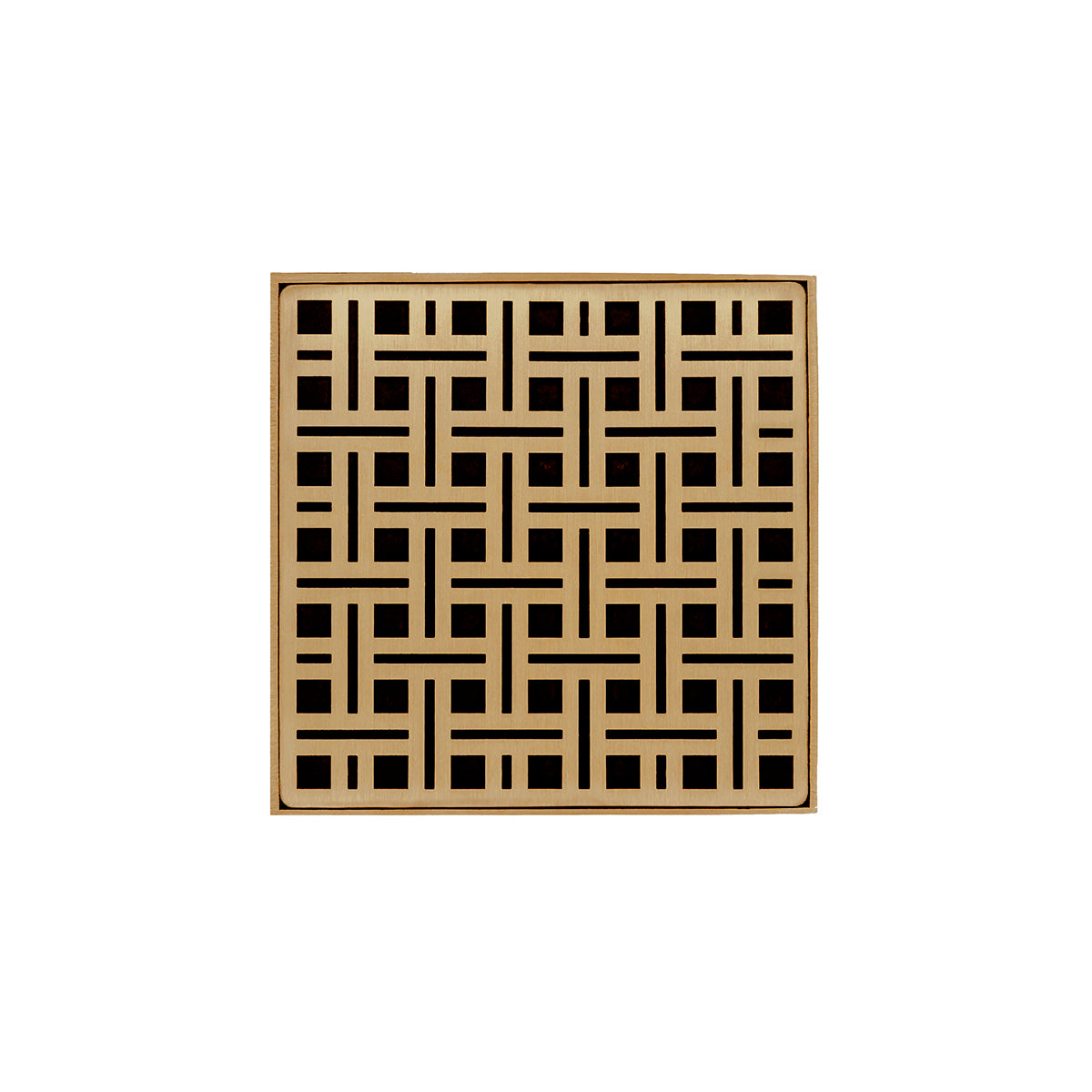 INFINITY DRAIN VD 5-2A PB VD 5 5" x 5" VD 5 Complete Kit with Weave Pattern Decorative Plate in Polished Brass with ABS Drain Body, 2" Outlet