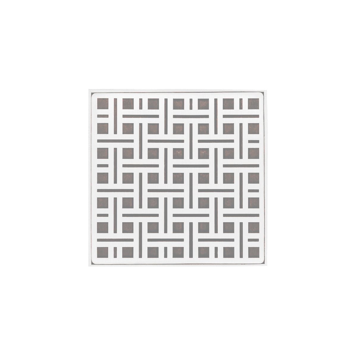 INFINITY DRAIN VDB 5-S MW VD 5 5" x 5" VDB 5 Complete Kit with Weave Pattern Decorative Plate in Matte White with Stainless Steel Bonded Flange Drain Body, 2" No Hub Outlet