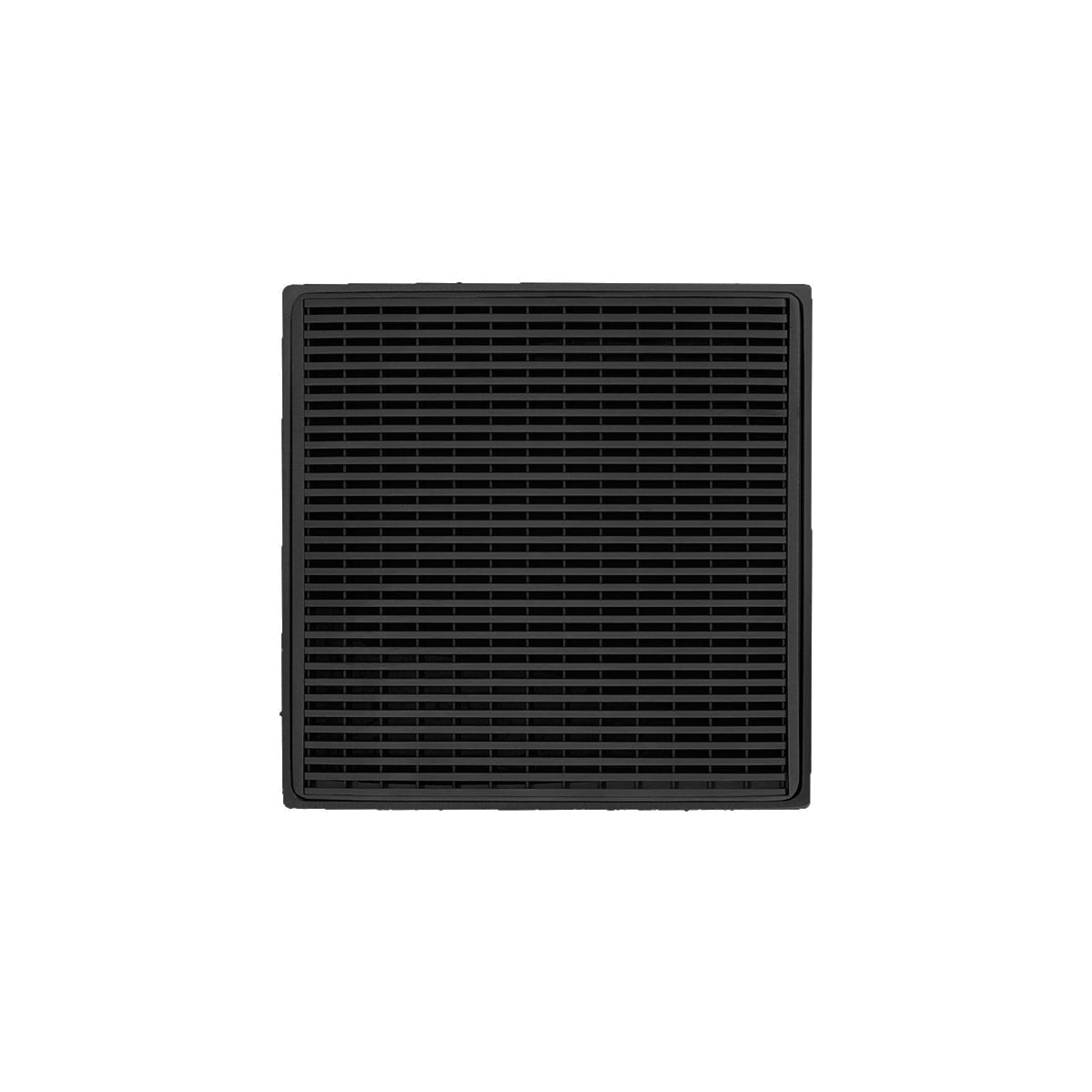 INFINITY DRAIN WDB 4-A BK WD 4 4" x 4" WDB 4 Complete Kit with Wedge Wire Pattern Decorative Plate in Matte Black with ABS Bonded Flange Drain Body, 2", 3" and 4" Outlet