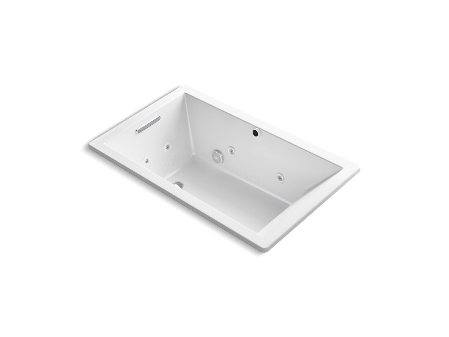 KOHLER Underscore 60" x 36" drop-in Heated BubbleMassage air bath with whirlpool - White, K-1849-XHGH-0